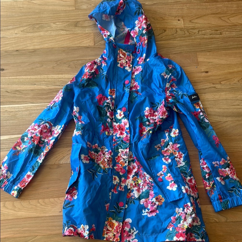 Floral Hooded Rain Jacket - Blue